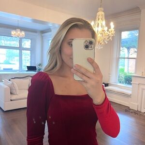 Velvet red mini dress